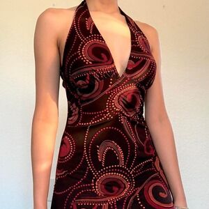 Y2K Paisley Halter Dress